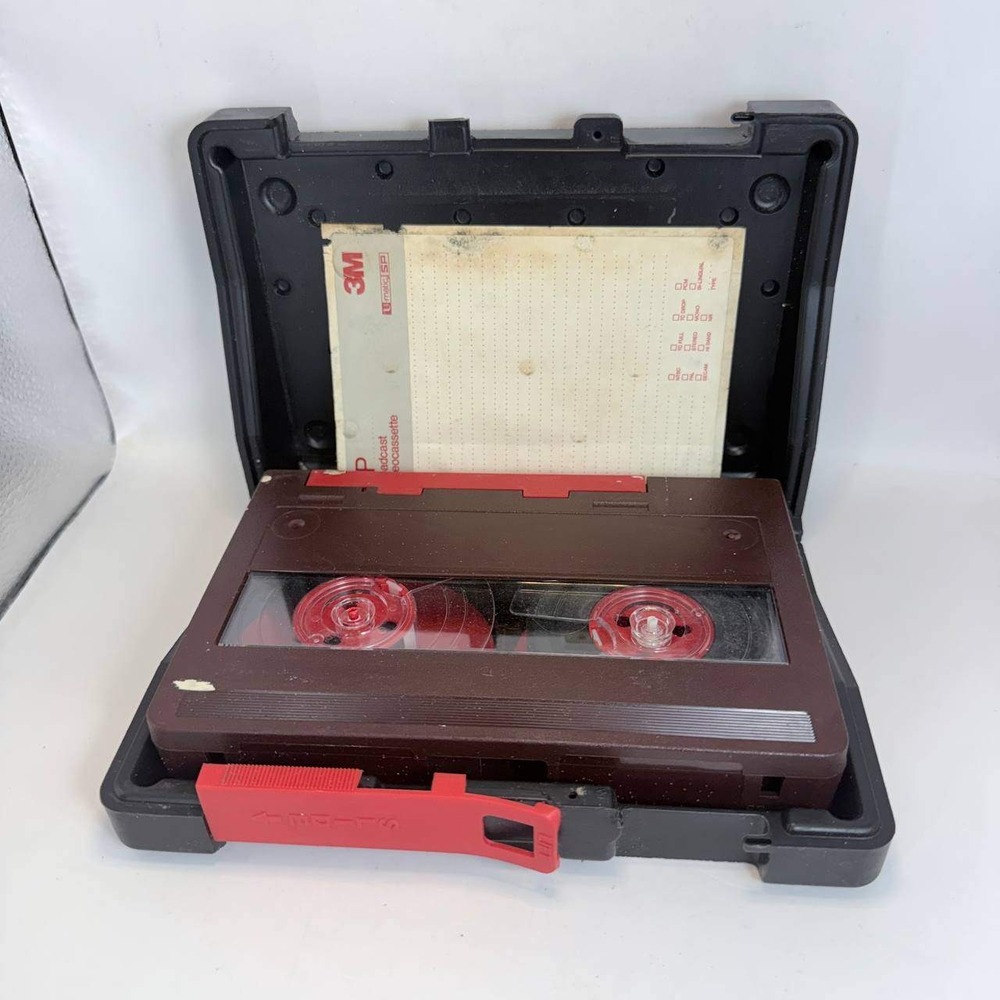 Vintage 3M U-matic SP Broadcast Videocassette with Hard Case Brown Red Tape